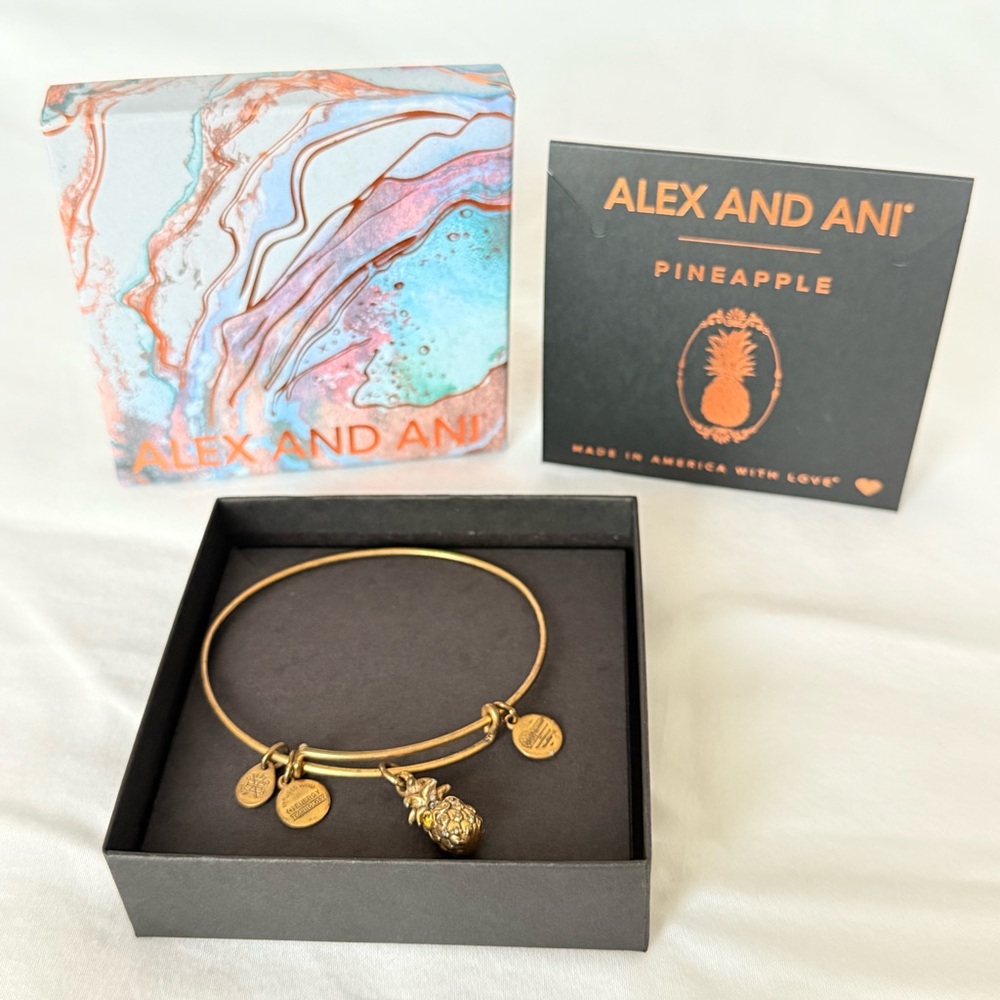 Alex and Ani Gold Pineapple Charm Bracelet